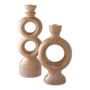 świecznik ceramiczny brązowy okrągły