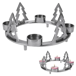 Świecznik na 4 tealigt podstawka pod świeczkę aluminiowy święta choinka 4 sztuki 25 cm