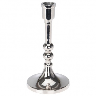 świecznik na długą świecę aluminiowy srebrny 17,5 cm