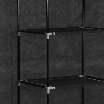 Szafa z przegrodami i drążkami, czarna, 150x45x175 cm, tkanina