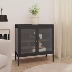 Szafka boczna, antracytowa, 70x35x70 cm, stal i szkło