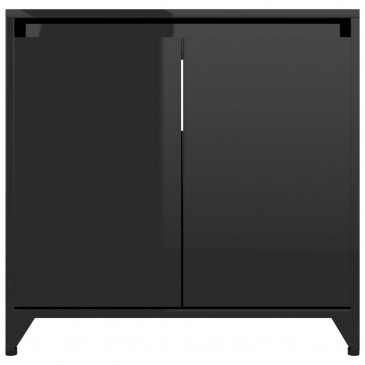 Szafka łazienkowa, czarna, połysk, 60x33x58 cm, płyta wiórowa