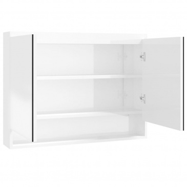 Szafka łazienkowa z lustrem, 80x15x60 cm, mdf, biel z połyskiem