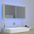 Szafka łazienkowa z lustrem i led, dąb sonoma, 100x12x45 cm