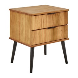 Szafka nocna 2 szuflady TIMMINS Drewno sosnowe Brązowy