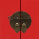 Szafka nocna, czerwona, 38 x 28 x 52 cm, drewno paulownia