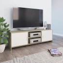 Szafka TV, biały i dąb sonoma, 120x30x37,5 cm, płyta wiórowa