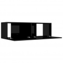 Szafka TV, czarna, wysoki połysk, 100x30x30 cm, płyta wiórowa