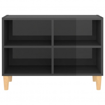 Szafka tv z drewnianymi nóżkami, szara, połysk, 69,5x30x50 cm