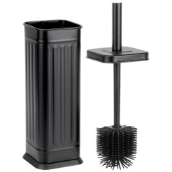 Szczotka do toalety silikonowa ze stojakiem metalowym czarna 36,5 cm