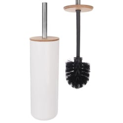 Szczotka łazienkowa wc do toalety z pojemnikiem biała bambusowa