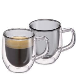 Szklanki do espresso o podwójnych ściankach, 2 szt., szkło borokrzemowe, 0,08 l, szare Szklanki do espresso o podwójnych ściankach, 2 szt., szkło borokrzemowe, 0,08 l, szare