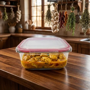 Szklany pojemnik na żywność z pokrywką 800 ml – do lodówki, piekarnika i mikrofali, House Clue Oslo