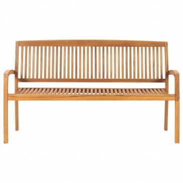 Sztaplowana ławka ogrodowa z poduszką, 159 cm, drewno tekowe