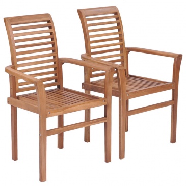 Sztaplowane krzesła do kuchni 2 szt. lite drewno tekowe