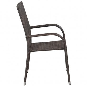 Sztaplowane krzesła ogrodowe, 6 szt., polirattan, brązowe