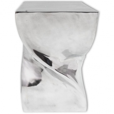 Taboret/Stolik boczny o skręconym kształcie z aluminium, srebrny