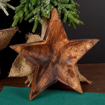 Taca pod świeczki kompozycje drewniana dekoracyjna  gwiazda 22,5 cm
