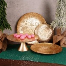 Talerz dekoracyjny świąteczny płaski szklany złoty 28 cm