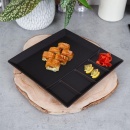 Talerz obiadowy dzielony na przekąski porcelanowy czarny 25x25 cm