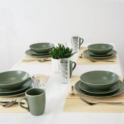 Talerz obiadowy głęboki ceramiczny na zupę do zupy zielony alfa 20,5 cm 900 ml Talerz obiadowy głęboki ceramiczny na zupę do zupy zielony alfa 20,5 cm 900 ml