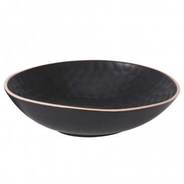Talerz obiadowy, głęboki, czarny, miska ceramiczna, 22 cm, 850 ml