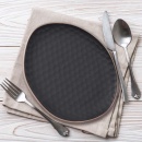Talerz obiadowy, płytki, czarny, ceramiczny, taca na przystawki, 27 cm