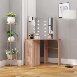Toaletka narożna z oświetleniem led, dąb, 111x54x141,5 cm