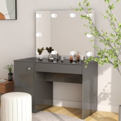 Toaletka z led, 110x55x145 cm, mdf, szara z połyskiem
