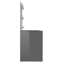 Toaletka z led, 110x55x145 cm, mdf, szara z połyskiem