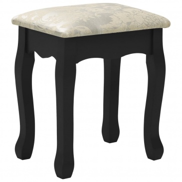 Toaletka ze stołkiem, czarna, 75x69x140 cm, drewno paulowni