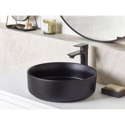 Umywalka nablatowa ceramiczna ⌀ 36 cm czarna calig