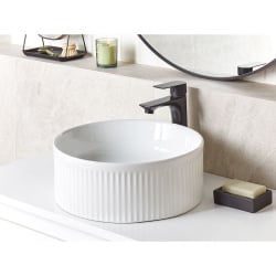 Umywalka nablatowa ceramiczna ⌀ 37 cm biała geldo