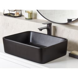 Umywalka nablatowa ceramiczna 49 x 38 cm czarna TRAVESIA