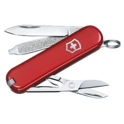 Victorinox - scyzoryk classic sd ze skórzanym etui - czerwony
