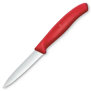 VICTORINOX - Swiss Classic - Nóż do warzyw i owoców - Ząbkowane ostrze - 8 cm - Czerwony VICTORINOX - Swiss Classic - Nóż do warzyw i owoców - Ząbkowane ostrze - 8 cm - Czerwony