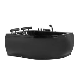 Wanna narożna LED prawa z hydromasażem czarna PARADISO