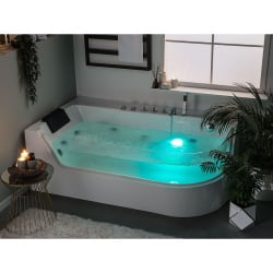 Wanna narożna z hydromasażem LED ACUARIO Prawostronny 170 x 80 cm Biały