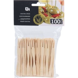 Widelczyki drewniane, bambusowe, do przystawek, przekąsek, 9 cm, 100 sztuk Widelczyki drewniane, bambusowe, do przystawek, przekąsek, 9 cm, 100 sztuk