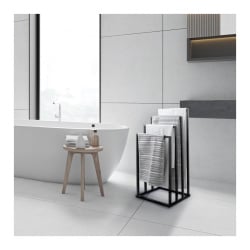 Wieszak na ręczniki do łazienki podłogowy stojak na ręczniki czarny - yoka Wieszak na ręczniki do łazienki podłogowy stojak na ręczniki czarny - yoka