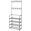 Wieszak na ubrania z regałem na buty metalowy czarny 57x28x156 cm - zdjęcie 3