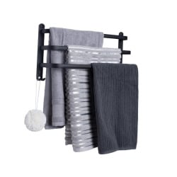 Wieszak ścienny na ręczniki łazienkowy aluminowy czarny - yoka home Wieszak ścienny na ręczniki łazienkowy aluminowy czarny - yoka home