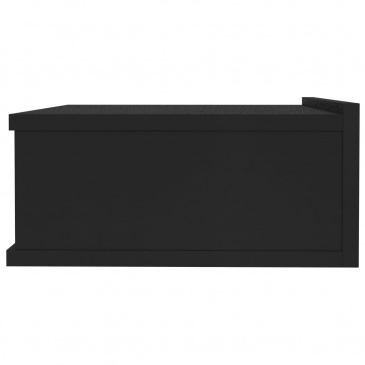 Wisząca szafka nocna, czarna, 40 x 30 x 15 cm, płyta wiórowa