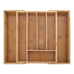 Wkład organizer bambusowy rozsuwany do szuflady na sztućce przybory Wkład organizer bambusowy rozsuwany do szuflady na sztućce przybory