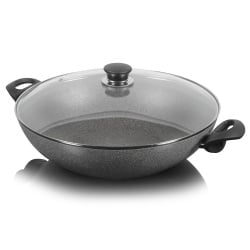 Wok granitowy indukcyjny z 2 uchwytami i pokrywką Ballarini Ferrara 36 cm