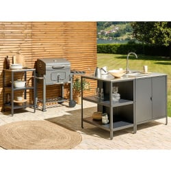 Wyspa kuchenna ogrodowa 80 x 50 x 92 czarna vilama