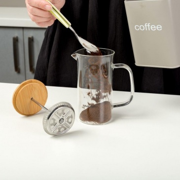 Zaparzacz imbryk, dzbanek TERRESTRIAL szklany z tłokiem do zaparzania kawy, herbaty, ziół, 0,6 l