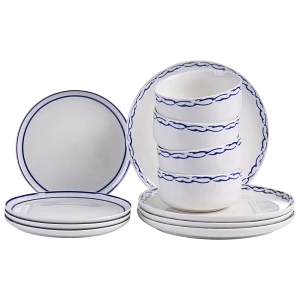 Zastawa stołowa 12-częściowa AMCHUR Porcelana Biały/ niebieski Zastawa stołowa 12-częściowa AMCHUR Porcelana Biały/ niebieski