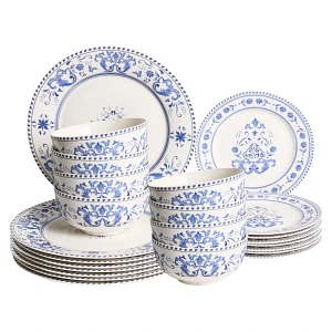 Zastawa stołowa 24-częściowa GALANGAL Porcelana Biały/ niebieski Zastawa stołowa 24-częściowa GALANGAL Porcelana Biały/ niebieski
