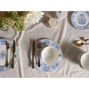 Zastawa stołowa 24-częściowa GALANGAL Porcelana Biały/ niebieski Zastawa stołowa 24-częściowa GALANGAL Porcelana Biały/ niebieski